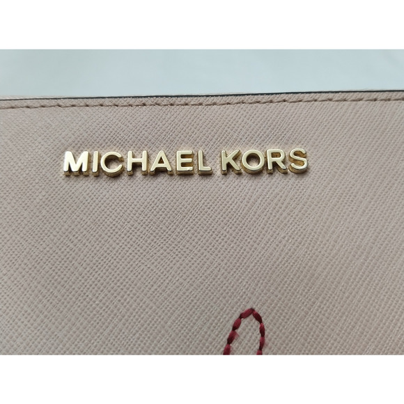 Michael Kors Pink Leather Love Sign Zip Around Credit Card ID Window Wallet - Picture 4 of 14